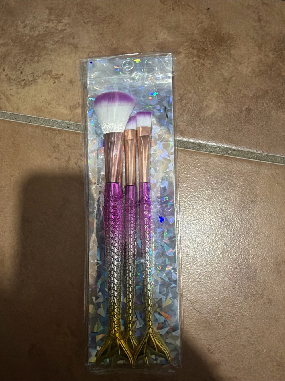 Mermaid Tail Makeup Brush Set - Purple & Gold
